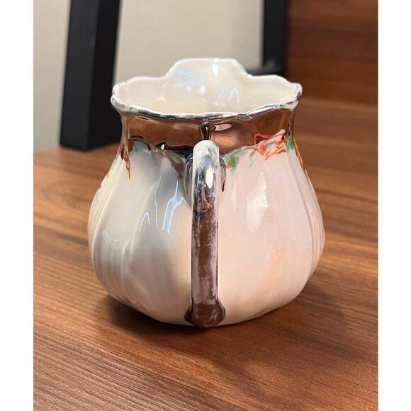 VTG P.A.L.T. Czecho-Slovakia Creamer Pitcher Hand Painted Floral 350 Silver Trim - Picture 5 of 8